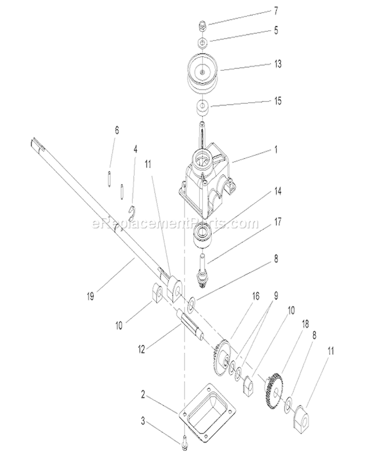 Gear Case Assembly Diagram and Parts List for 20817 290000001-290999999 - 2009 Toro Lawn Mower