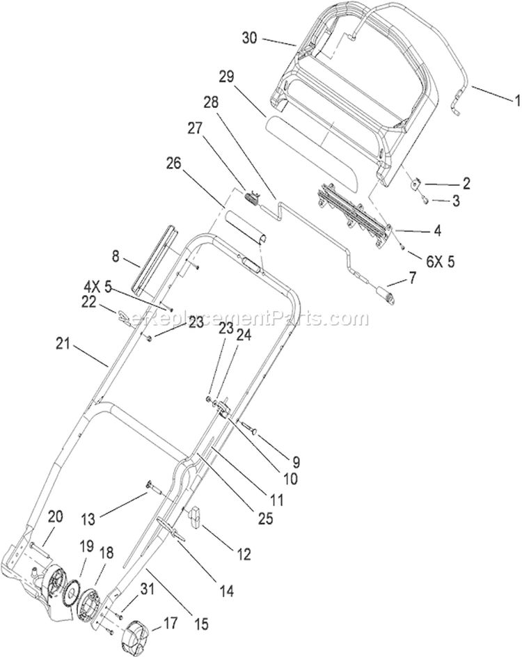 Handle and Control Assembly Diagram and Parts List for 20817 290000001-290999999 - 2009 Toro Lawn Mower