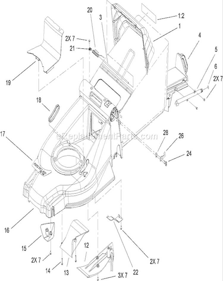 Housing Assembly Diagram and Parts List for 20817 290000001-290999999 - 2009 Toro Lawn Mower