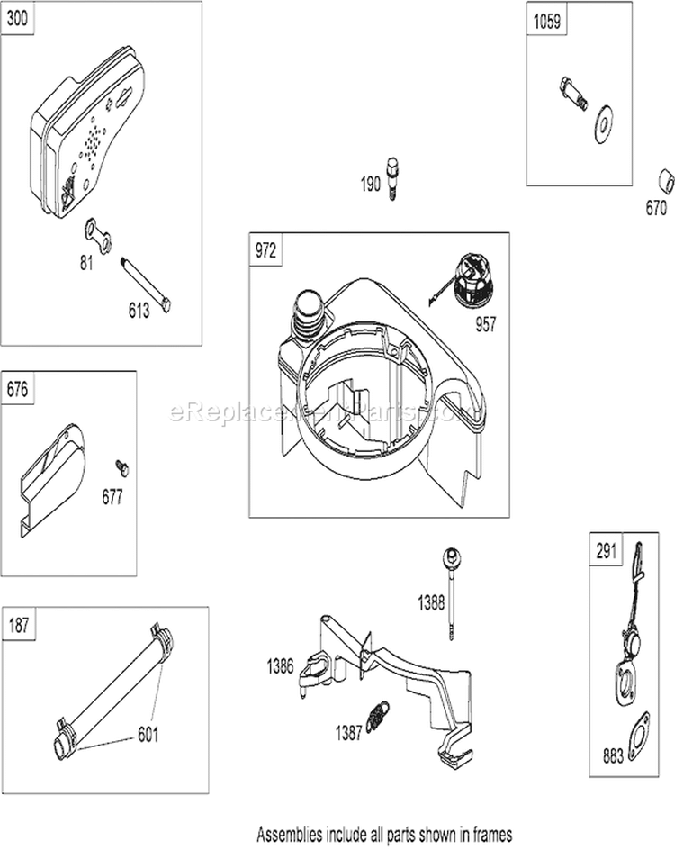 Muffler and Fuel Tank Diagram and Parts List for 20093 280000001-280999999 - 2008 Toro Lawn Mower