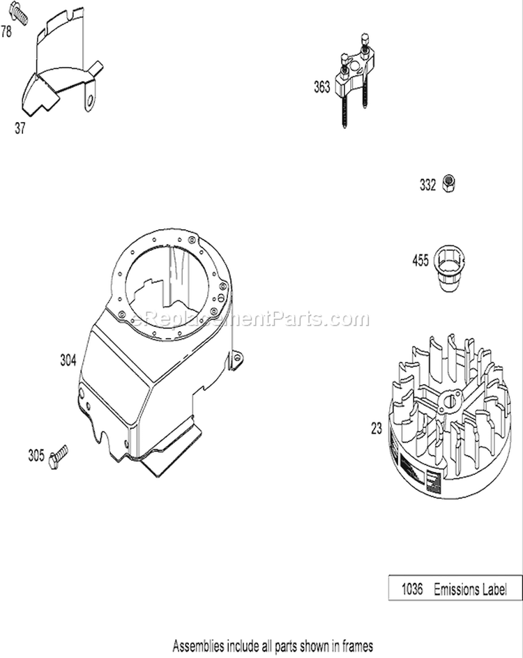 Blower Housing Assembly Diagram and Parts List for 20817 290000001-290999999 - 2009 Toro Lawn Mower
