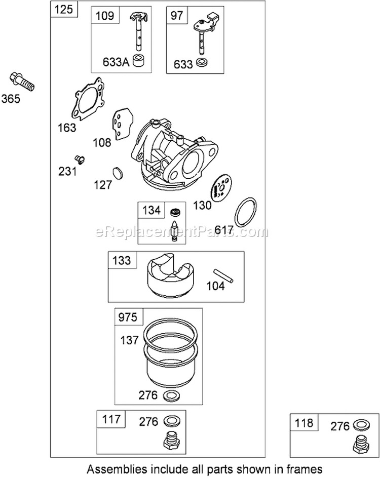 Carburetor Diagram and Parts List for 20792 280000001-280999999 - 2008 Toro Lawn Mower