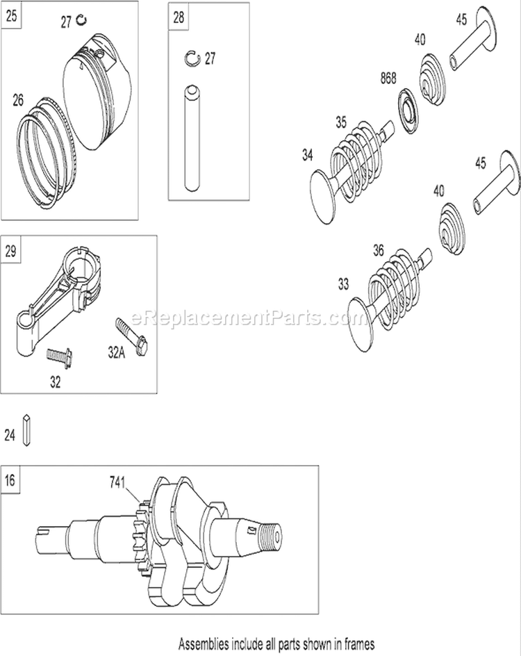 Crankshaft Assembly Diagram and Parts List for 20817 290000001-290999999 - 2009 Toro Lawn Mower