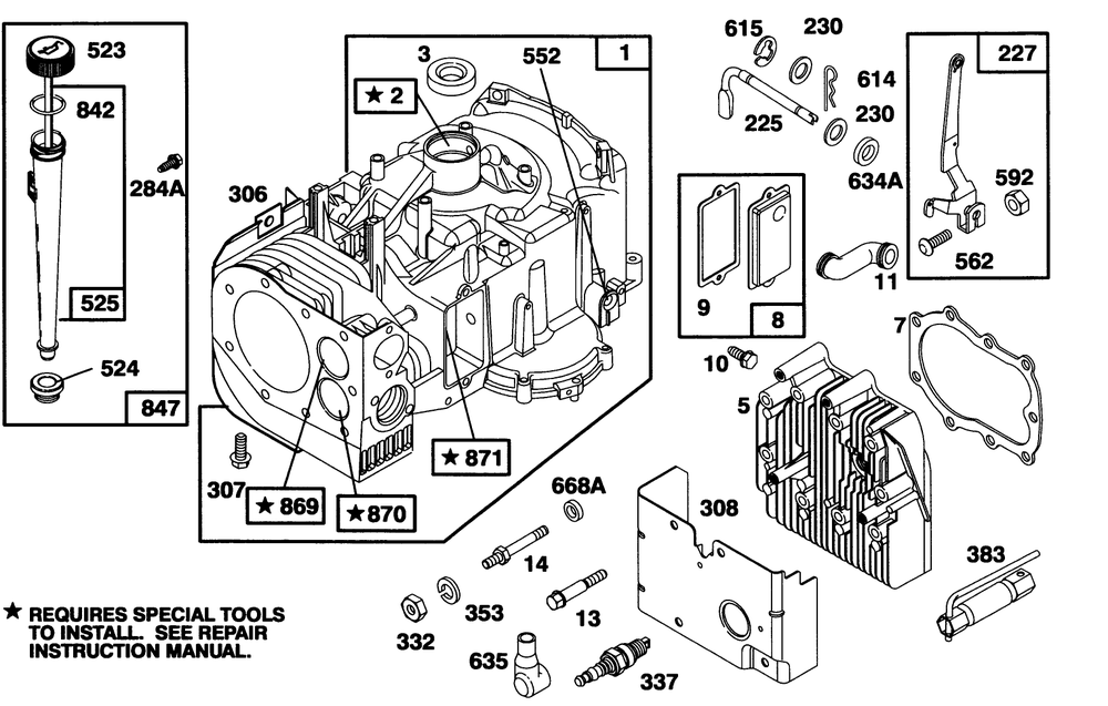 Engine Briggs & Stratton Model 283707-0160-01 Diagram and Parts List for 70141 59000001 - 59999999 Toro Lawn Tractor