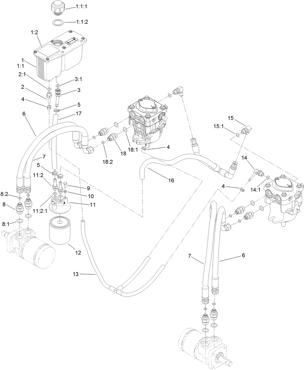 Hydraulic System Assembly Diagram and Parts List for 31914 405300000-410299999 Toro Lawn Mower