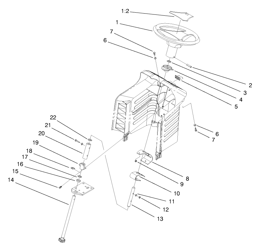 Steering Assembly Diagram and Parts List for 71215 7900001 - 7999999 Toro Lawn Tractor