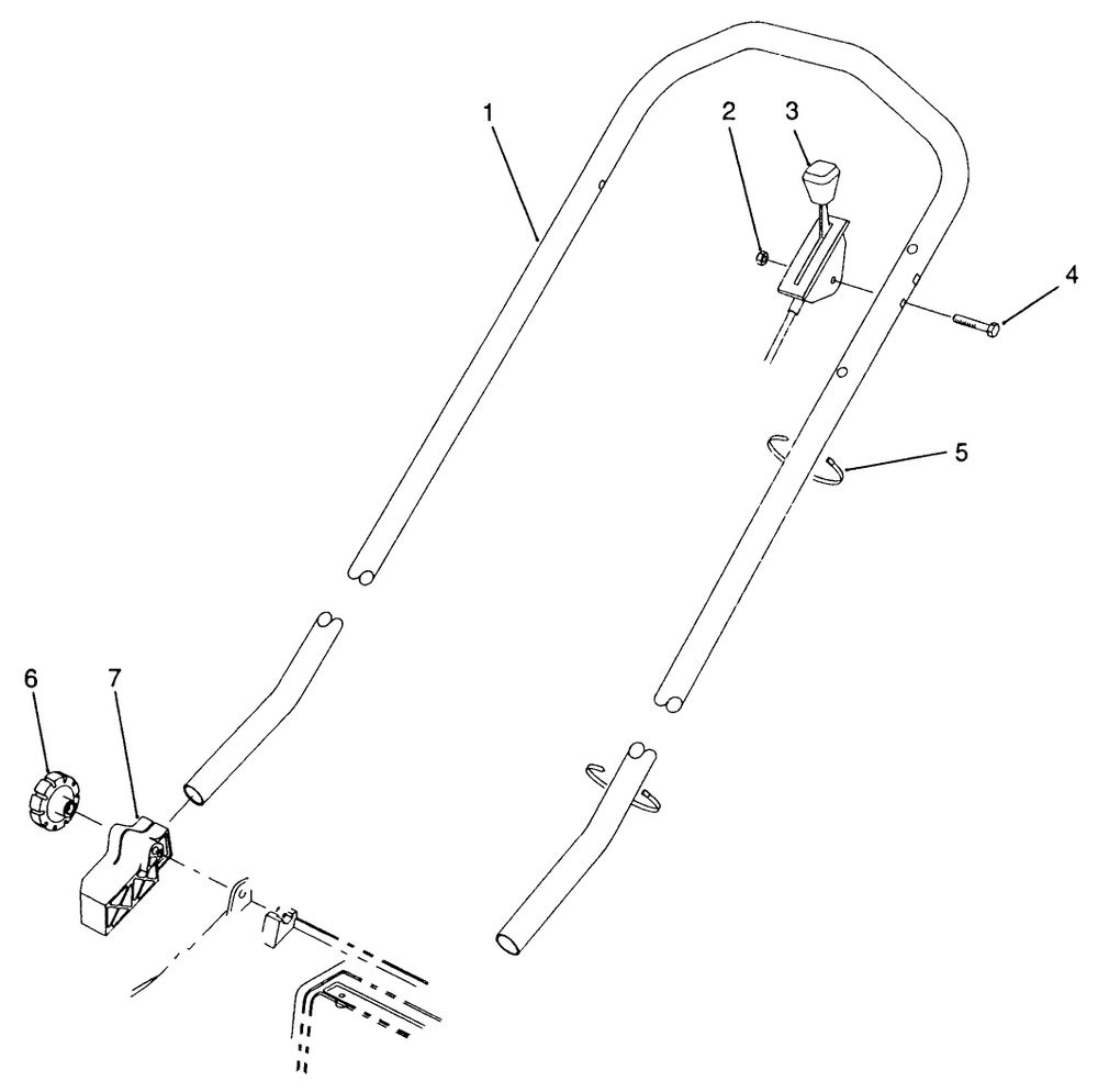 H.P. Handle Assembly (Model No. 20900 Only) Diagram and Parts List for 20900 0000001 - 0999999 Toro Lawn Mower