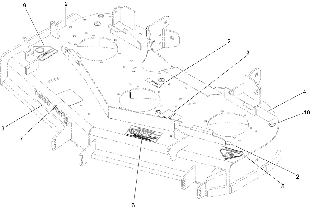 Deck Decal Assembly Diagram and Parts List for 74901 (290000001-290999999)(2009) Toro Lawn Mower