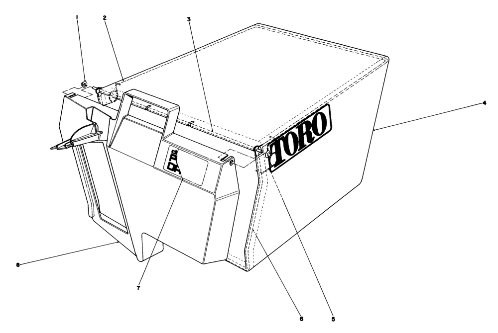 Grass Bag Assembly No.11-0189 Diagram and Parts List for 20680 6000001 - 6999999 Toro Lawn Mower