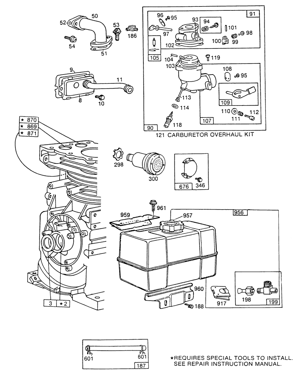 Engine Briggs & Stratton Model No. 190406-3054-01 (Continued) Diagram and Parts List for 38150 7000001 - 7999999 Toro Snow Blower