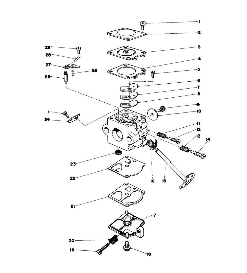 Carburetor Assembly Diagram and Parts List for 51608 3000001 - 3999999 Toro Trimmer