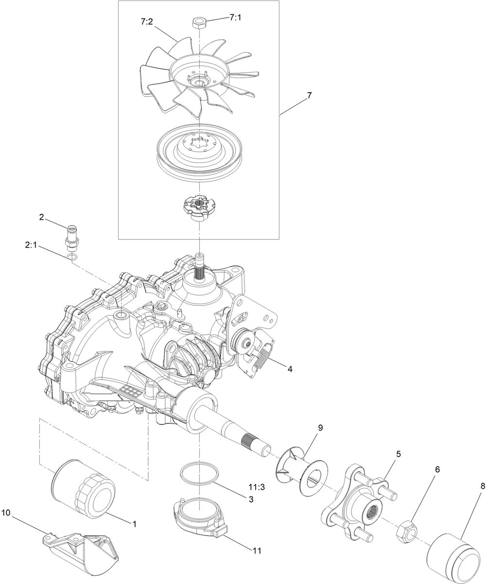 Rh Transaxle Assembly No. 135-0139 Diagram and Parts List for 76602 400000000 - 412999999 Toro Lawn Tractor