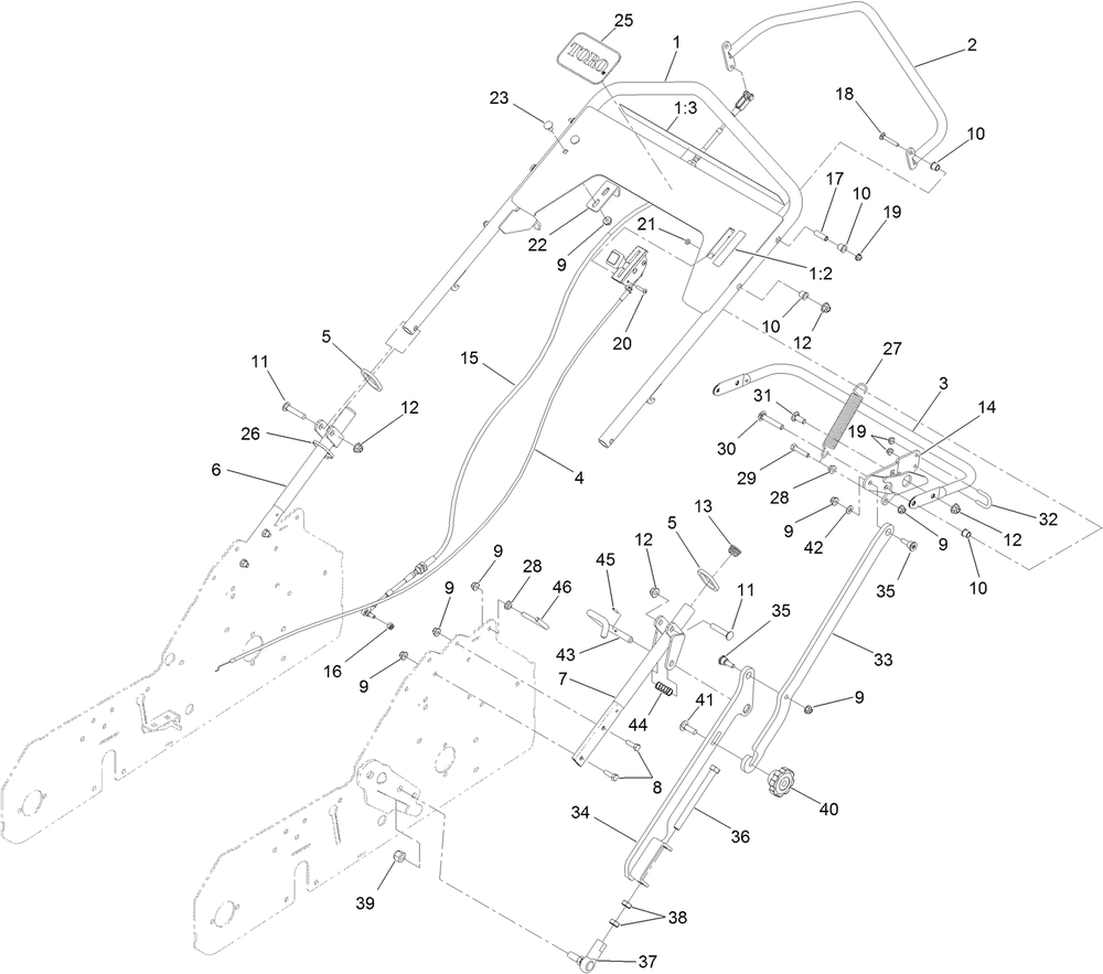 Handle Assembly Diagram and Parts List for 33515 406000000 - 999999999 Toro Aerator