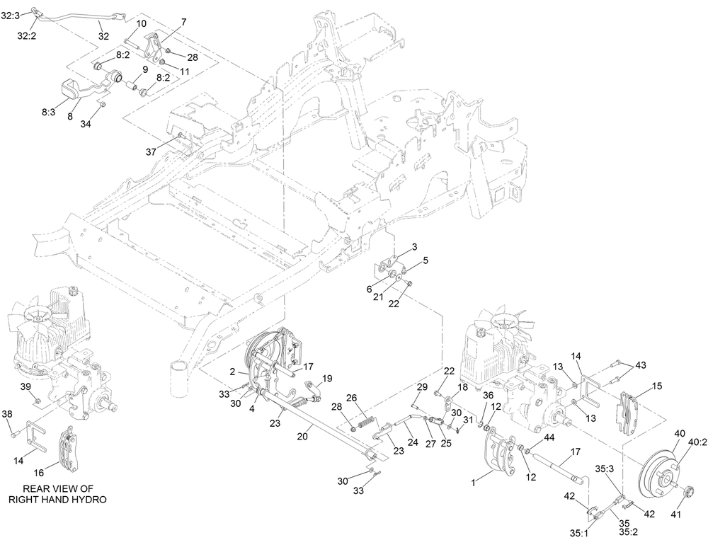 Park Brake Assembly Diagram and Parts List for 75951 402100000-403319952 Toro Lawn Mower