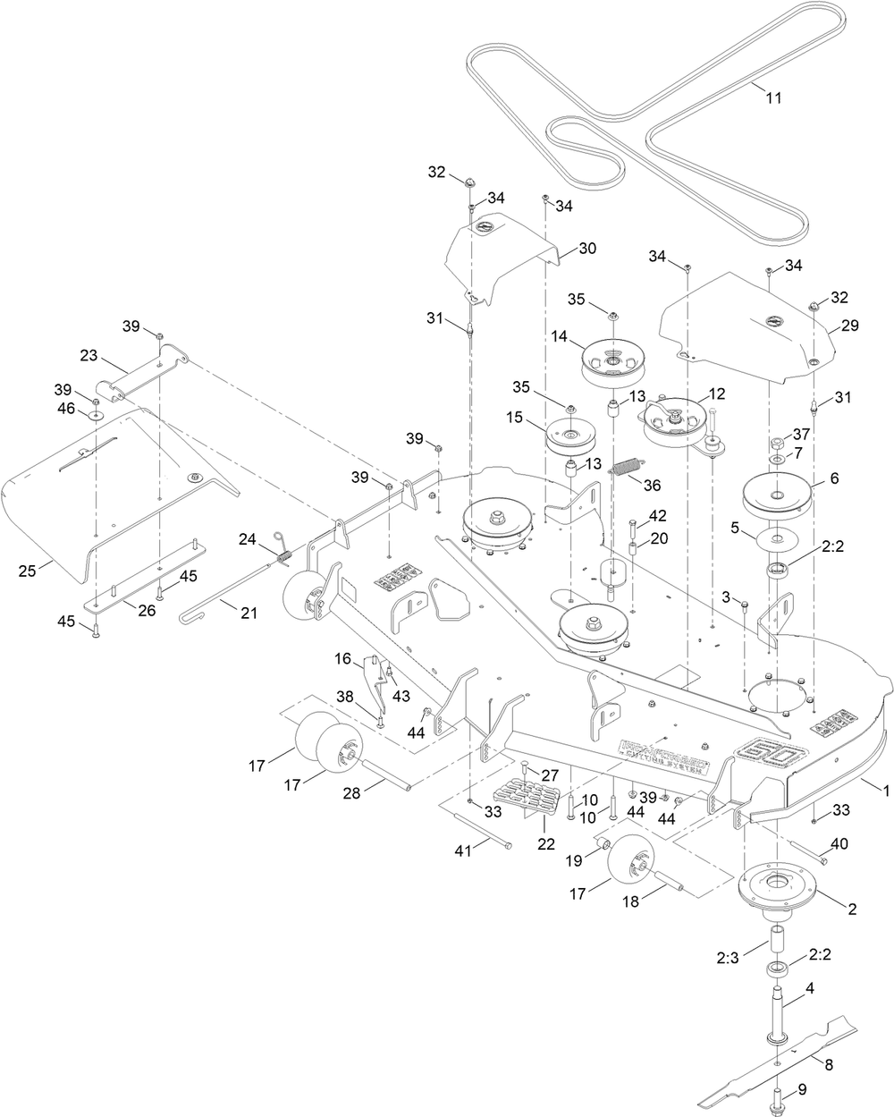 60 Inch Deck Assembly Diagram and Parts List for 76610 400000000 - 417419999 Toro Lawn Tractor