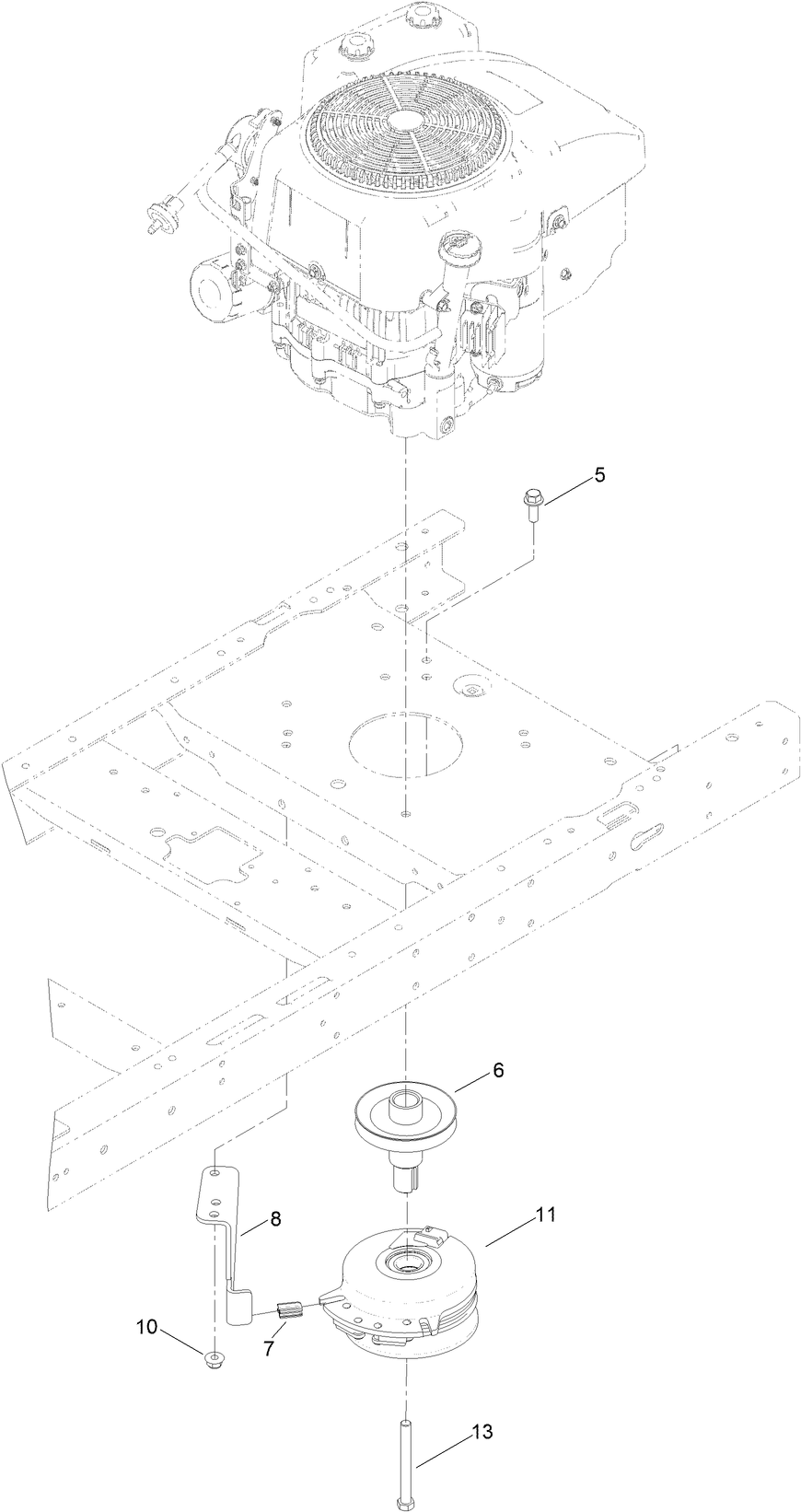 Clutch Assembly Diagram and Parts List for 74750 316000001 - 316999999 Toro Lawn Tractor