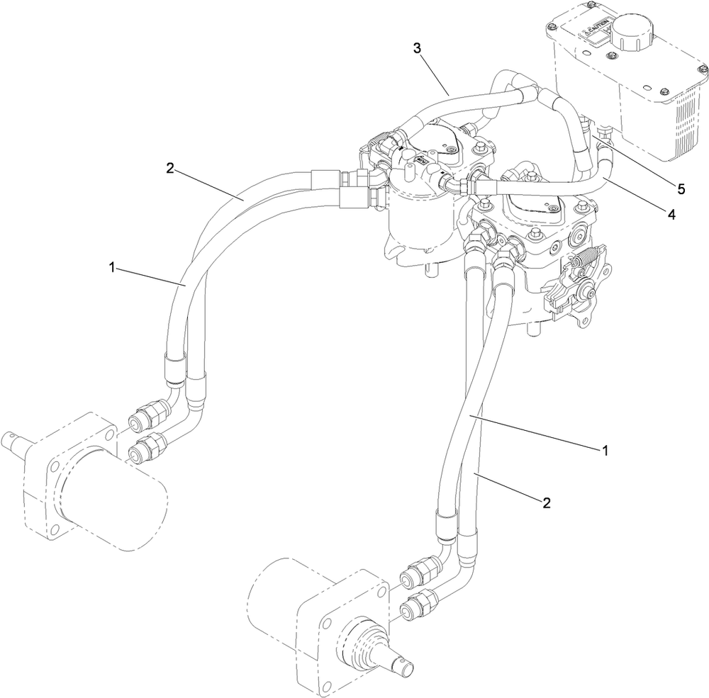Hydraulic Hose Assembly Diagram and Parts List for 39488 (312000001-312999999)(2012) Toro Lawn Mower