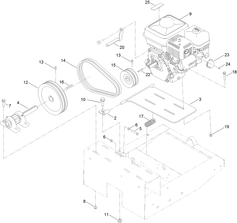 Drive Assembly Diagram and Parts List for 60220C 404320000 - 999999999 Toro Cement Mixer