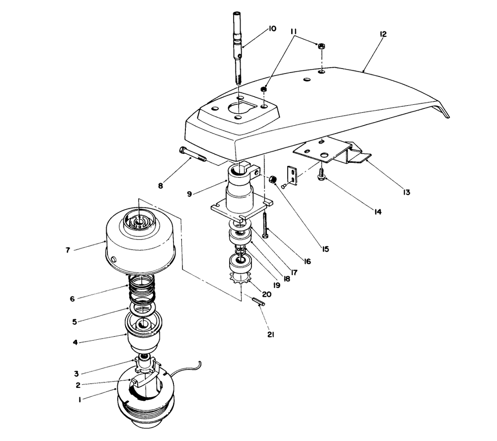 Cutter Head Assembly Diagram and Parts List for 51637 1000001 - 1999999 Toro Trimmer