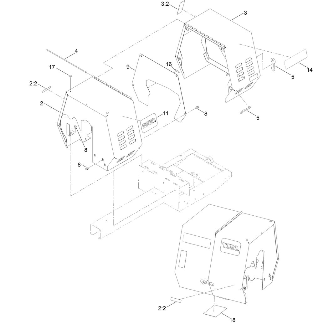 Cowl Assembly Diagram and Parts List for 60216 322000001 - 322999999 Toro Cement Mixer
