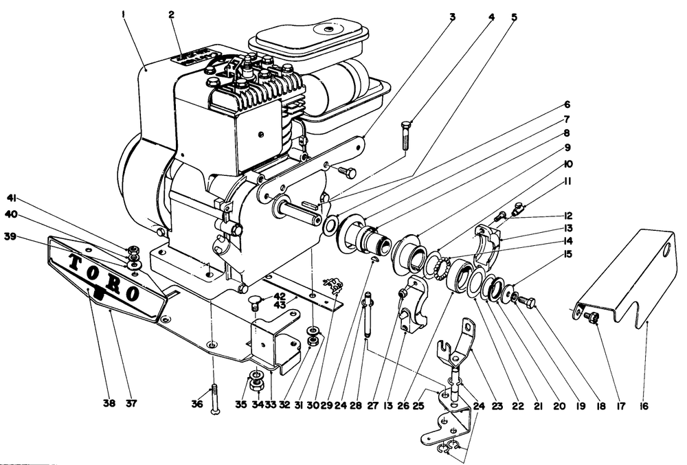 18" Sportlawn Engine Assembly Diagram and Parts List for 10323 4000001 - 4999999 Toro Lawn Mower