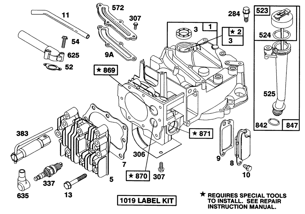 Engine Briggs & Stratton Model 124707-3185-01 Diagram and Parts List for 20322 2000001 - 2999999 Toro Lawn Mower