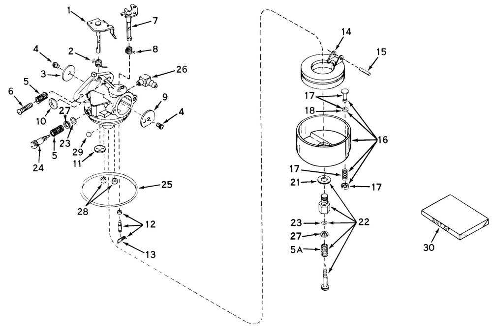 Carburetor No. 631003a (19" & 21" H.P. Only) Diagram and Parts List for 18221 8000001 - 8999999 Toro Lawn Mower