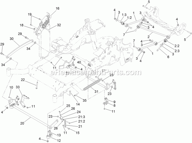 Deck Lift Assembly Diagram and Parts List for 74915CP 311000001-311999999 Toro Lawn Mower