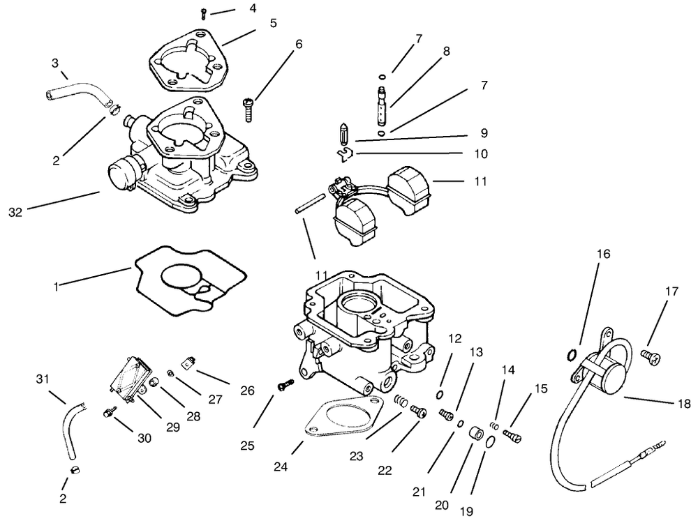 Carburetor And Fuel Pump Diagram and Parts List for 30612 990001 - 999999 Toro Lawn Tractor