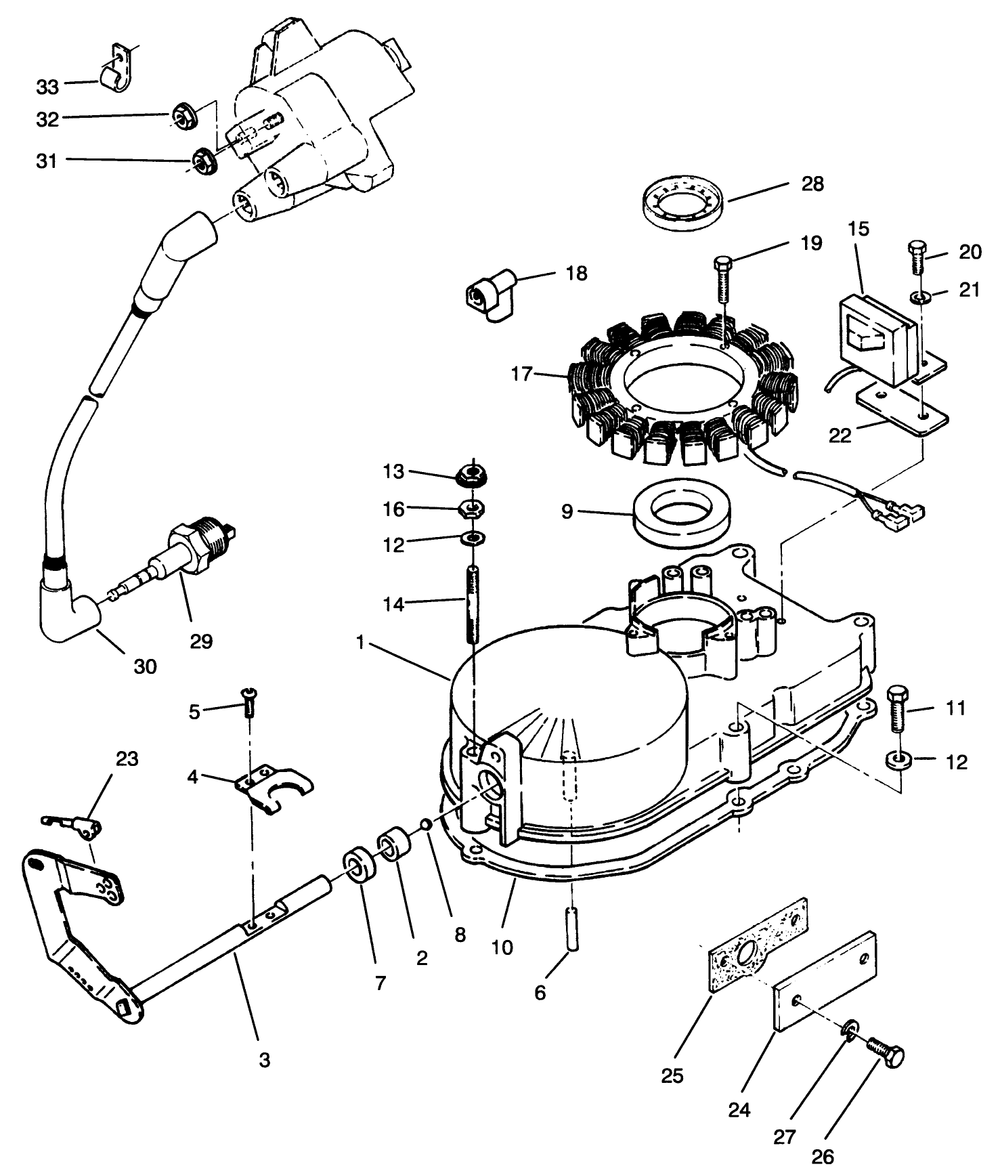 Gearcase & Ignition Assembly Diagram and Parts List for 74041 39000001 - 39999999 Toro Lawn Tractor