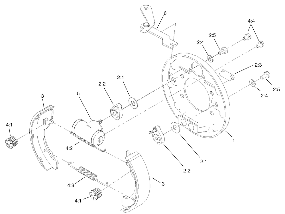 Right Hand Brake Assembly No. 104-6806 Diagram and Parts List for 12004TC 220000001 - 220999999 Toro Lawn Tractor