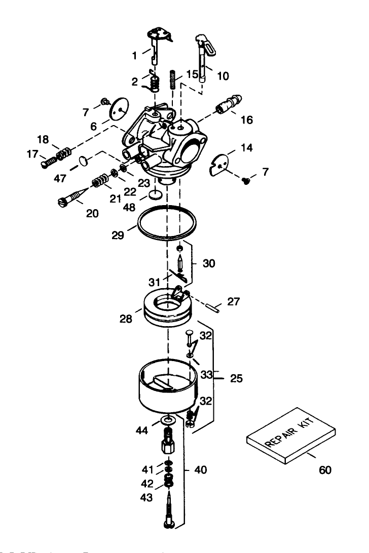 Carburetor Tecumseh No. 632334a Diagram and Parts List for 38543 4900001 - 4999999 Toro Snow Blower