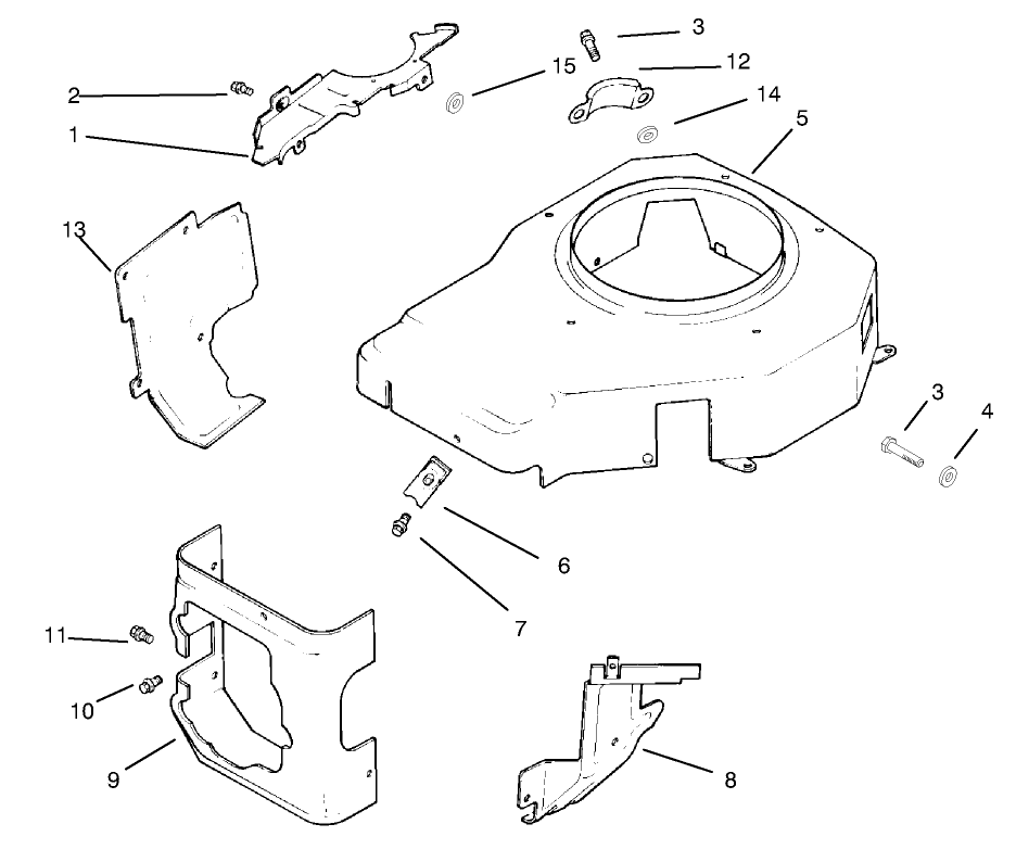 Blower Housing & Baffles Diagram and Parts List for 72064 8900600 - 8999999 Toro Lawn Tractor