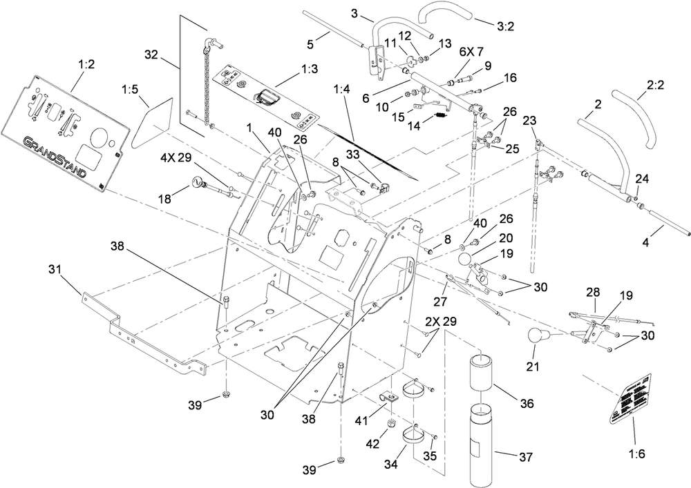 Upper Control And Tower Assembly Diagram and Parts List for 79558 (290000001-290003000)(2009) Toro Lawn Mower