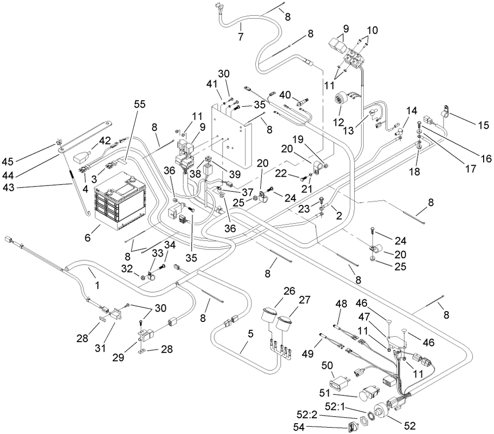 Electrical Assembly Diagram and Parts List for 74268 (270000301-270999999)(2007) Toro Lawn Mower