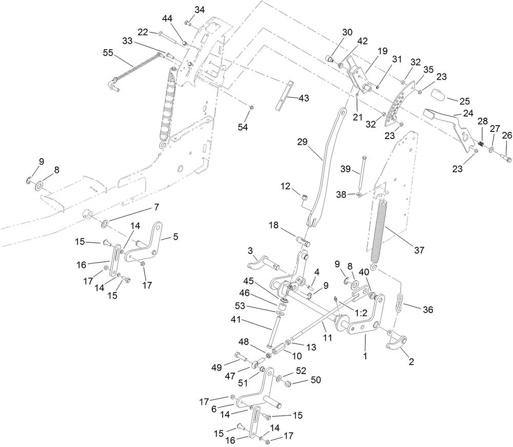 Decklift Assembly Diagram and Parts List for 79553 (311000001-311999999)(2011) Toro Lawn Mower
