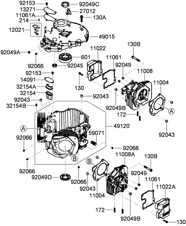 Cylinder And Crankcase Assembly Diagram and Parts List for 74967CP (290000001-290999999)(2009) Toro Lawn Mower