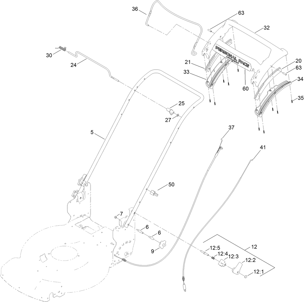 Handle Assembly Diagram and Parts List for 21466T 411873608 - 999999999 Toro Lawn Mower