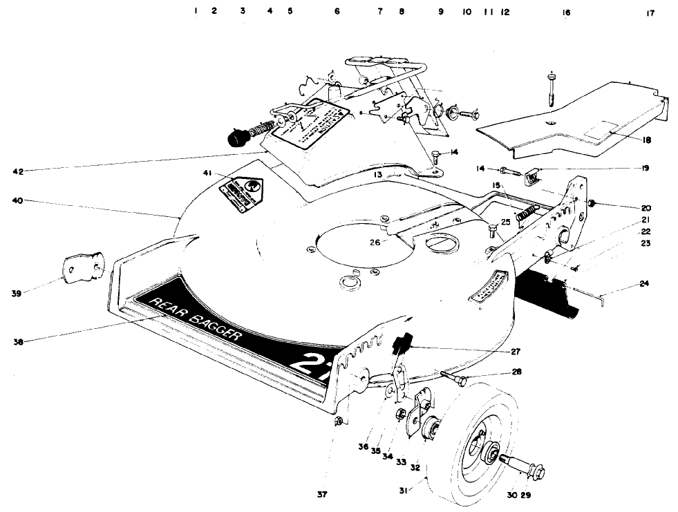 Housing Assembly Diagram and Parts List for 10510 1000001 - 1999999 Toro Lawn Mower
