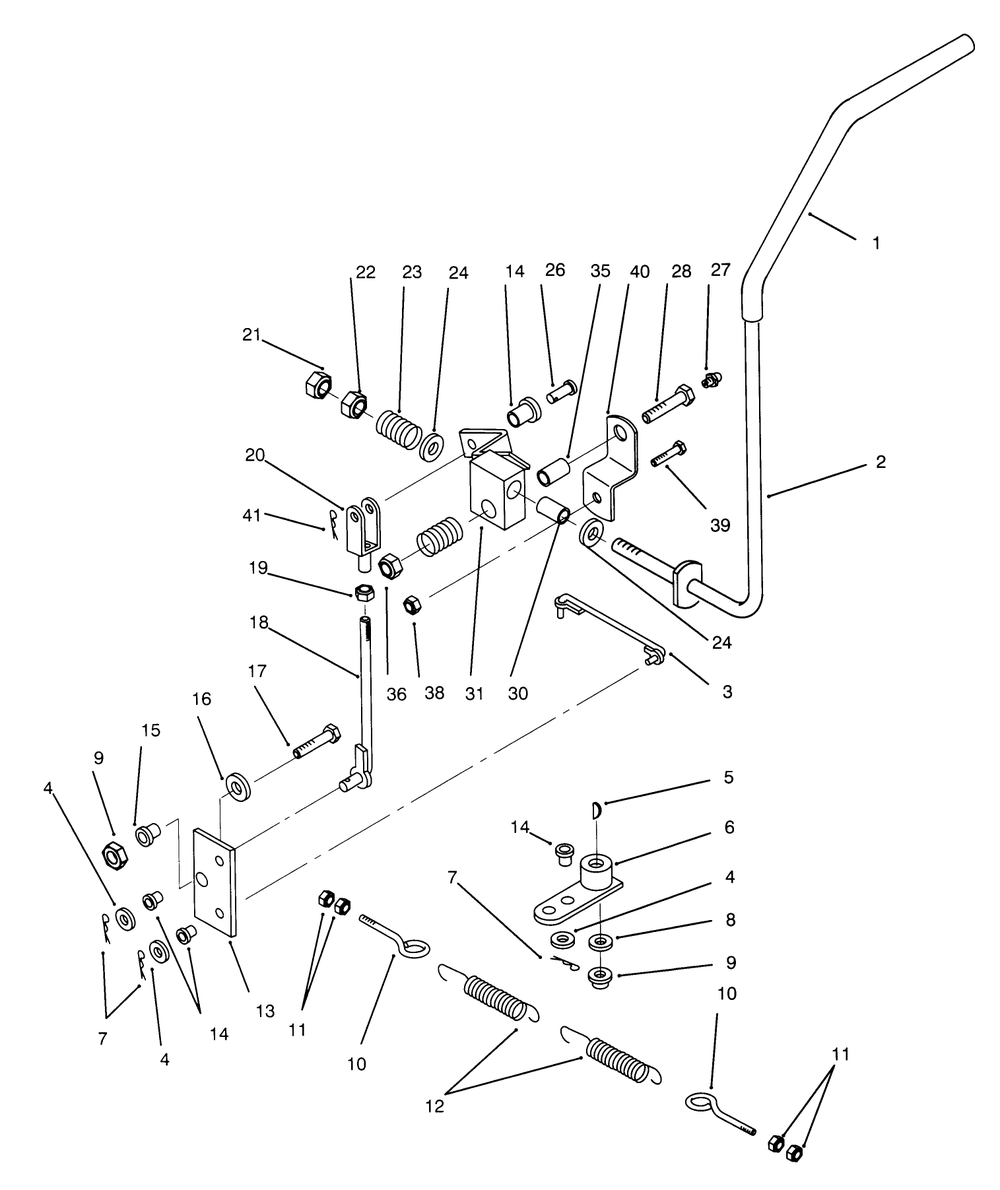 Transmission Drive Linkage Diagram and Parts List for 74140 590001 - 599999 Toro Lawn Tractor