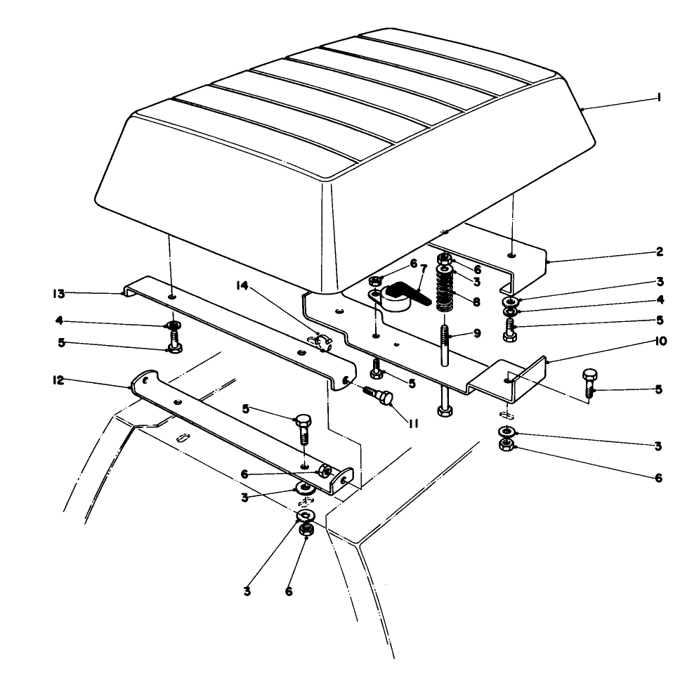 Seat Assembly Diagram and Parts List for 56080 1000001 - 1999999 Toro Lawn Tractor