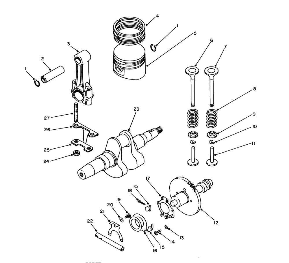 Crankshaft Assembly Diagram and Parts List for 62040 7000001 - 7999999 Toro Generator