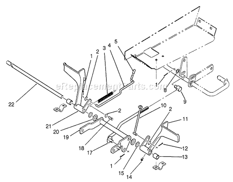 Brake And Clutch Pedal Assembly Diagram and Parts List for 22-14O502 2000001-2999999 - 1992 Toro Lawn Tractor