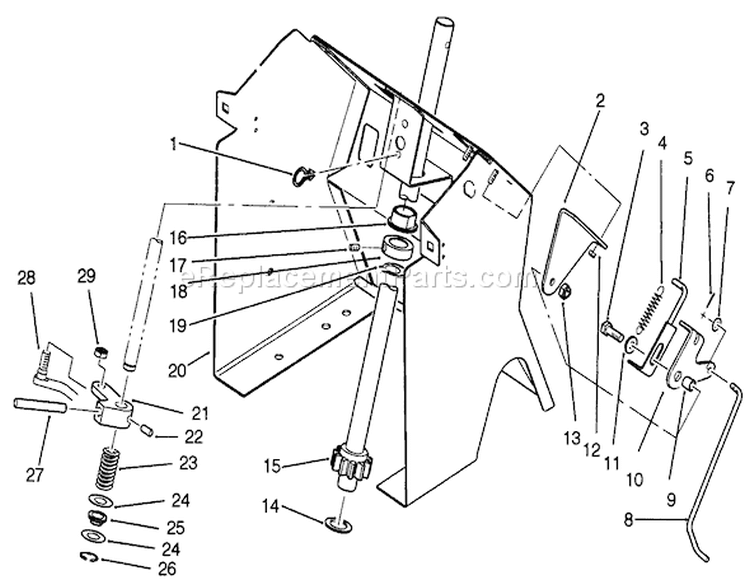 Steering Shaft And Indicator Assembly Diagram and Parts List for 22-14O502 2000001-2999999 - 1992 Toro Lawn Tractor