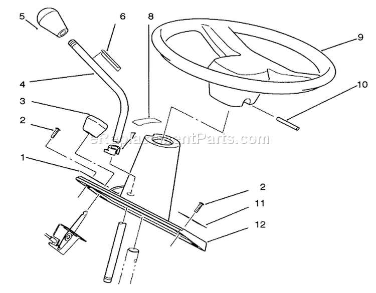 Steering Wheel And Console Assembly Diagram and Parts List for 22-14O502 2000001-2999999 - 1992 Toro Lawn Tractor