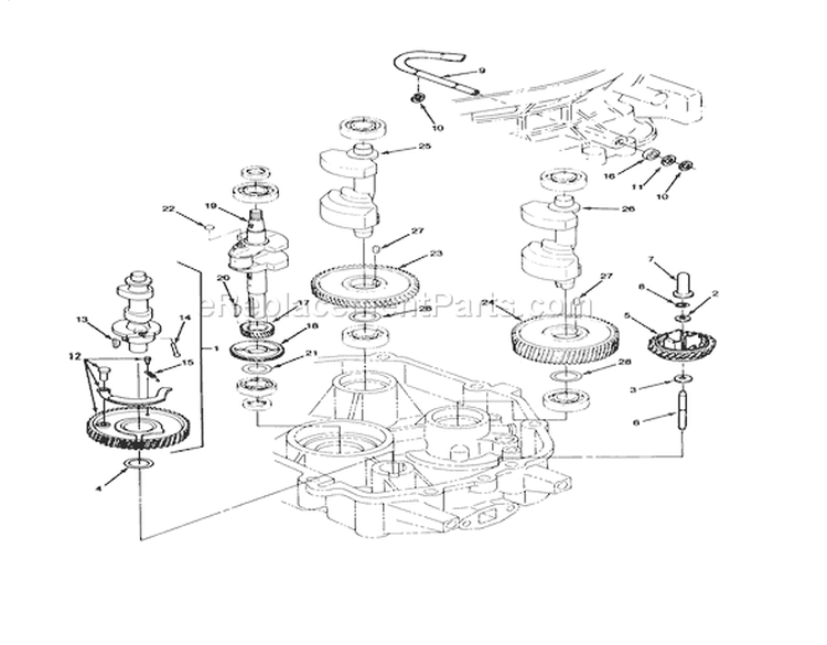 14hp Engine Crankshaft & Camshaft Assembly Diagram and Parts List for 22-14O502 2000001-2999999 - 1992 Toro Lawn Tractor