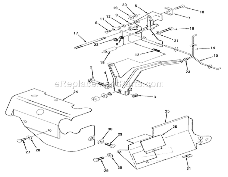 14hp Engine Governor Linkage & Cover Assembly Diagram and Parts List for 22-14O502 2000001-2999999 - 1992 Toro Lawn Tractor
