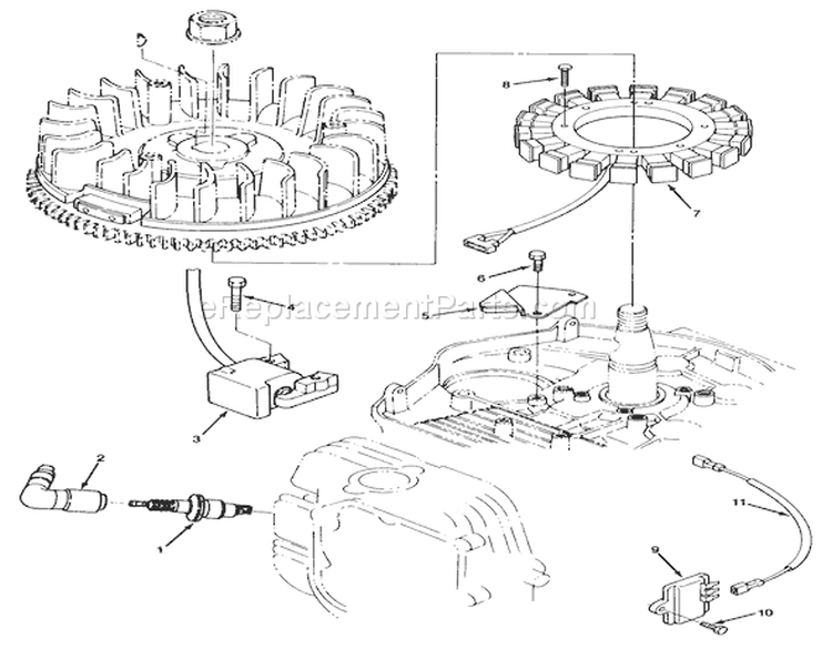 14hp Engine Ignition Assembly Diagram and Parts List for 22-14O502 2000001-2999999 - 1992 Toro Lawn Tractor
