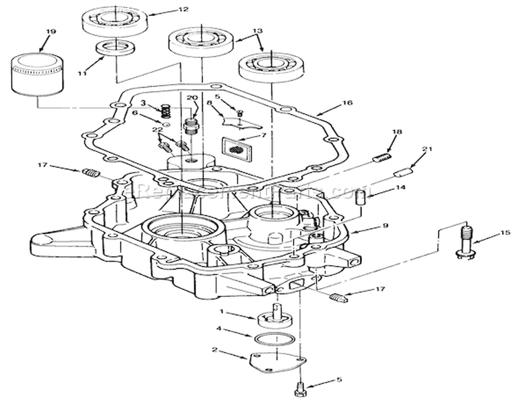 14hp Engine Oil Base & Pump Assembly Diagram and Parts List for 22-14O502 2000001-2999999 - 1992 Toro Lawn Tractor