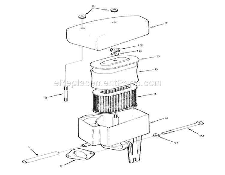 14hp Engine Air Cleaner Assembly Diagram and Parts List for 22-14OE01 1000001-1999999 - 1991 Toro Lawn Tractor